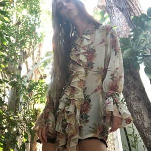 Anthony Moorcroft floral ruffle blouse